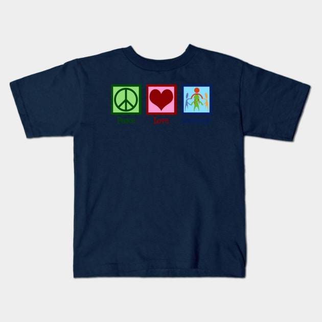 Peace Love Sociology Kids T-Shirt by epiclovedesigns